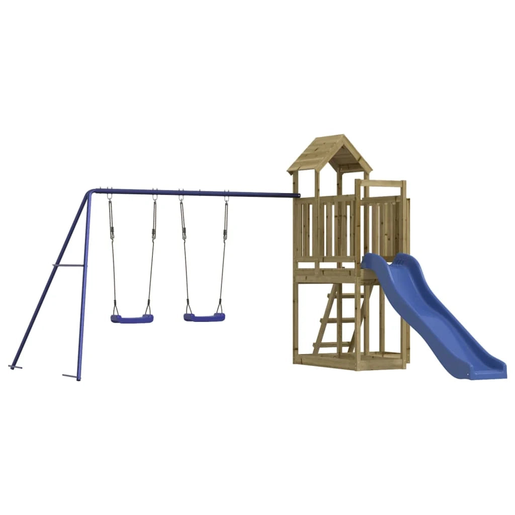 Altalene per parco giochi all'aperto scivolo altalene robuste giochi da giardino legno di pino impregnato 02_0004652