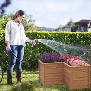 Letto rialzato in legno da giardino con base aperta, Vaso rialzato a forma di L da giardino 120x120x63cm Marrone-Fioriere