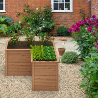 Letto rialzato in legno da giardino con base aperta, Vaso rialzato a forma di L da giardino 120x120x63cm Marrone-Fioriere