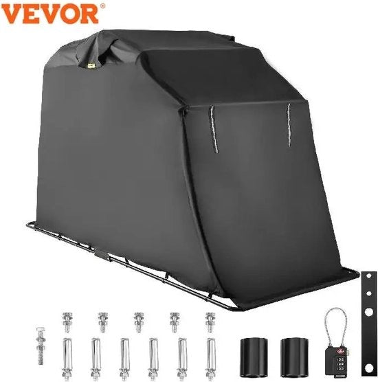 Coverscoperto per scooter e bicicletta acqua resistente - Slot - Struttura metallica - Resistente alle intemperie - Copertura per scooter - Copertura per bicicletta nera - 270x160cm