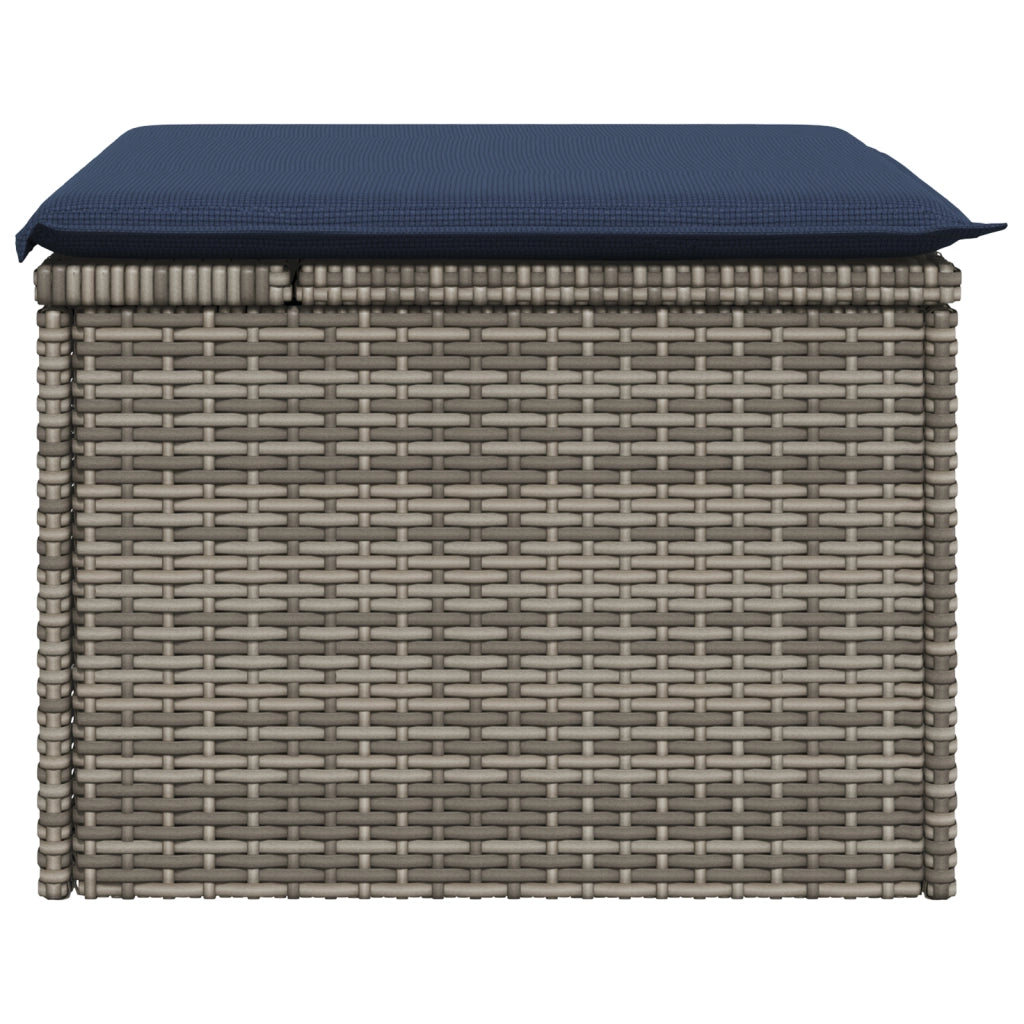 Sgabello Giardino con Cuscino Grigio 55x55x37 cm in Polyrattan 366154