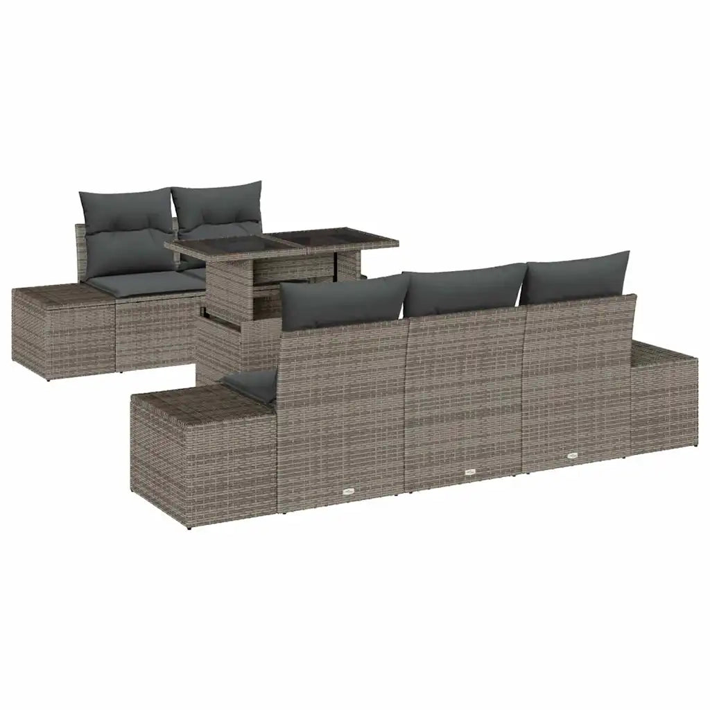 Set Divano da Giardino con cuscino con cuscino 6 pcs Grigio