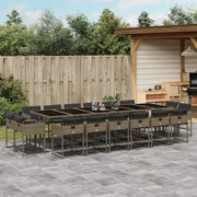 Set da Pranzo da Giardino 17pz con Cuscini Grigio in Polyrattan 3211424