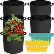 Set di 5 contenitori per piante - 12 litri - tessuto robusto - Ø 25 cm