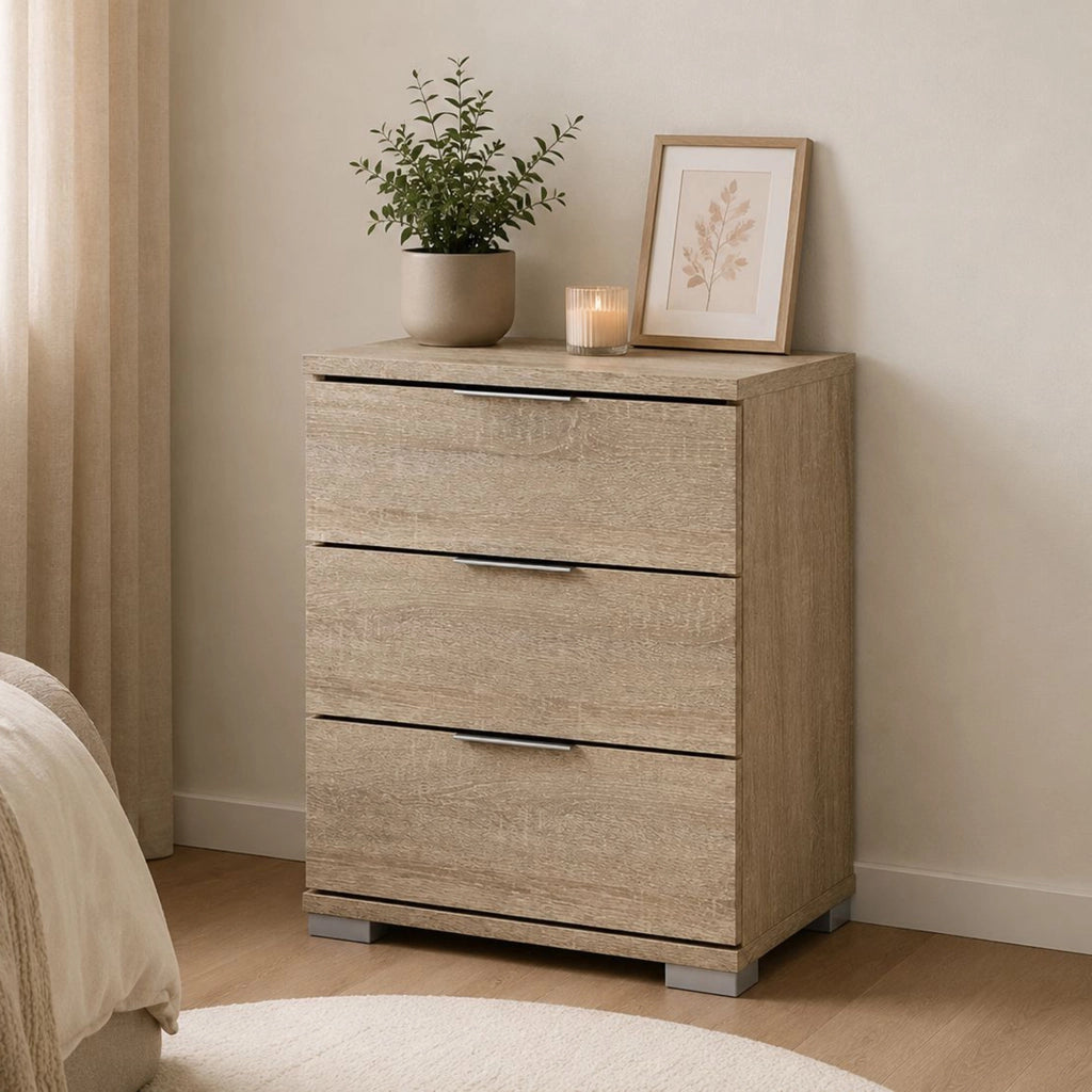 Laharo, Cassettiera 3 Cassetti, 46x42x61h cm Marrone Rovere