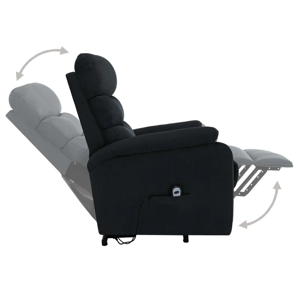 Poltrona Alzapersona Massaggiante Reclinabile Nera in Tessuto cod mxl 32195