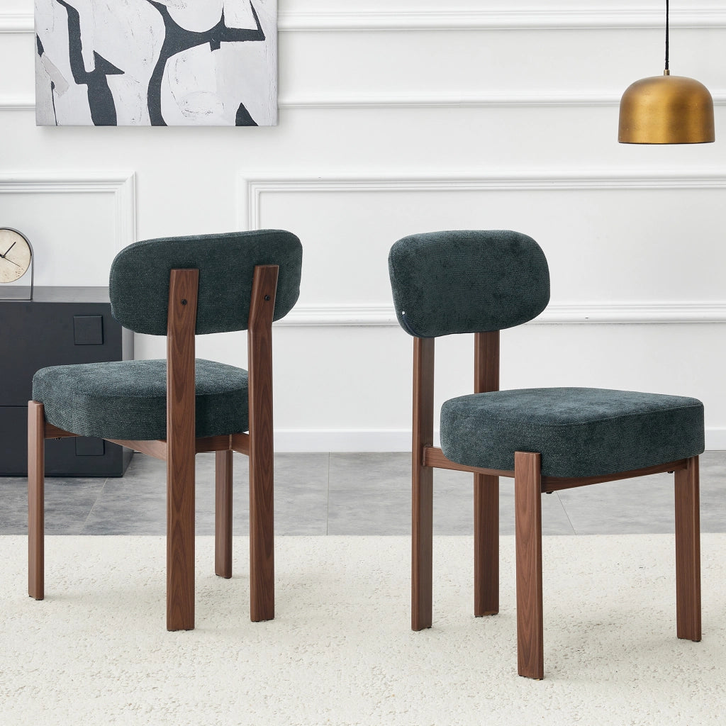 Set 2 Sedie da Pranzo Imbottite ¨C MINIMAL ¨C Tessuto Lino, Schienale Curvo, Stile Moderno Retr¨°