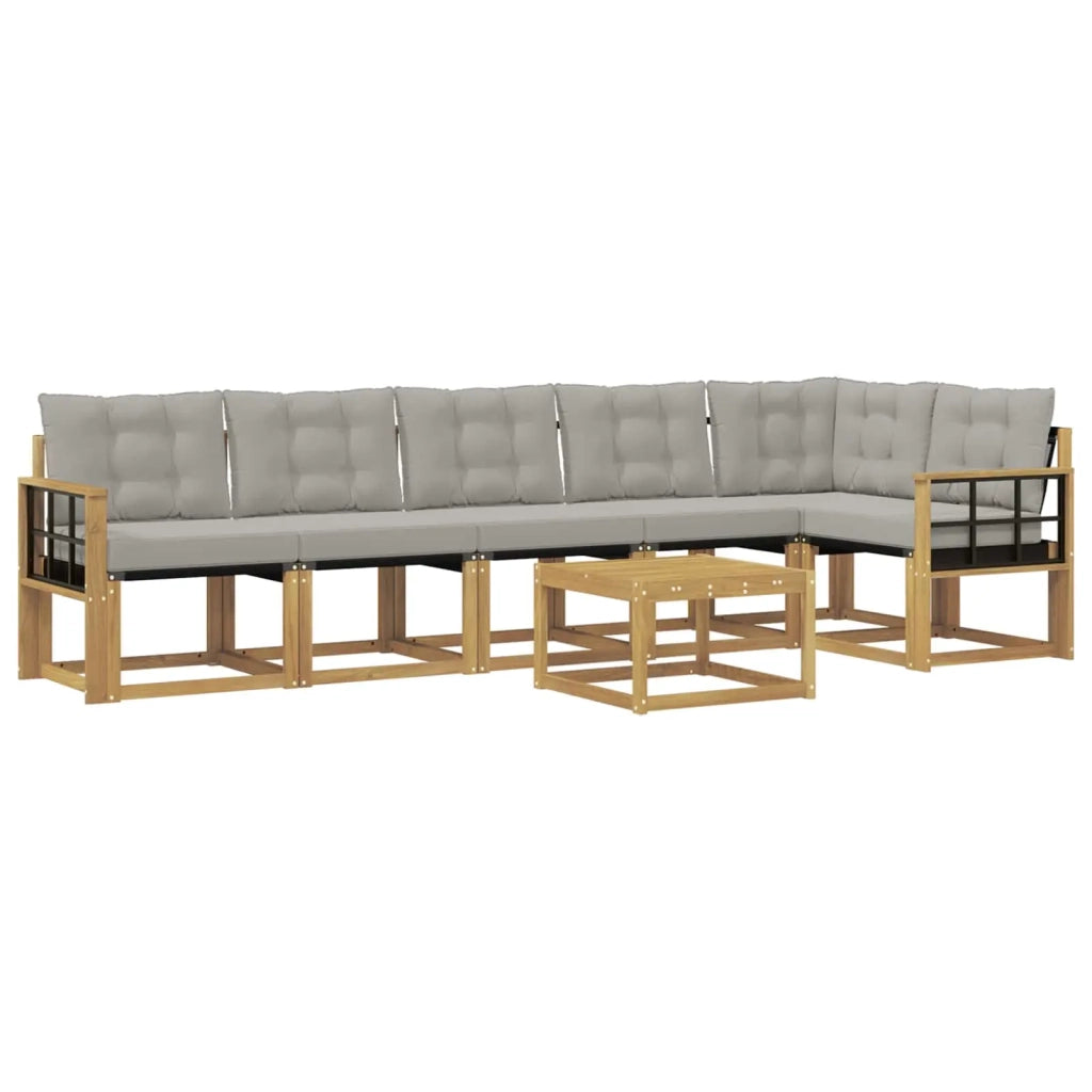 Set di divani da esterno 7 pcs Bianco e Grigio Chiaro