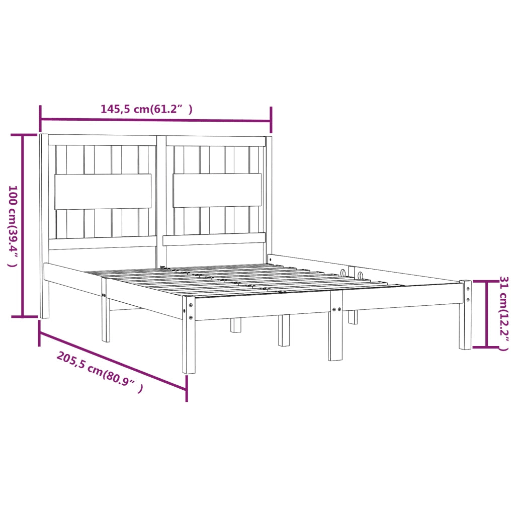 Giroletto-Struttura Letto Bianco in Legno Massello di Pino 140x200 cm 752686