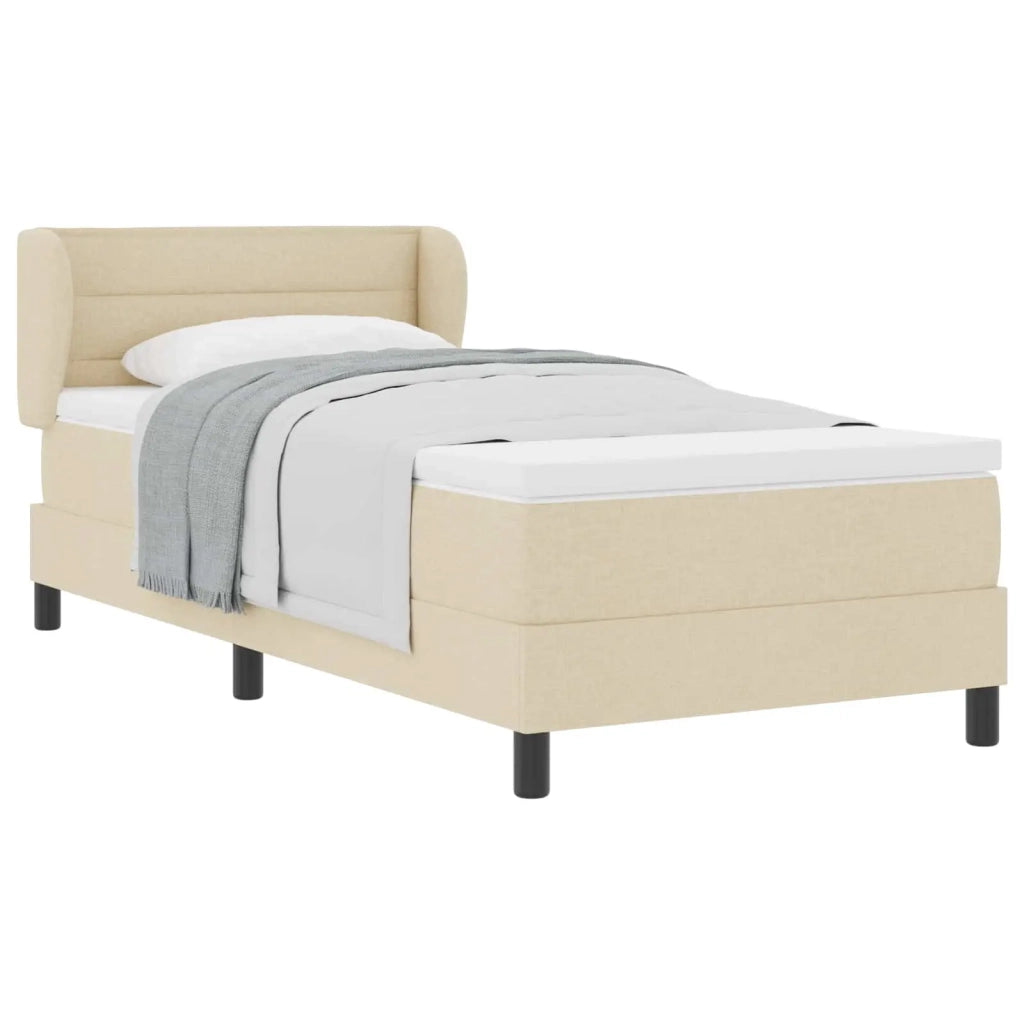Letto a molle con materasso Crema 90 x 190 cm Tessuto 3339938