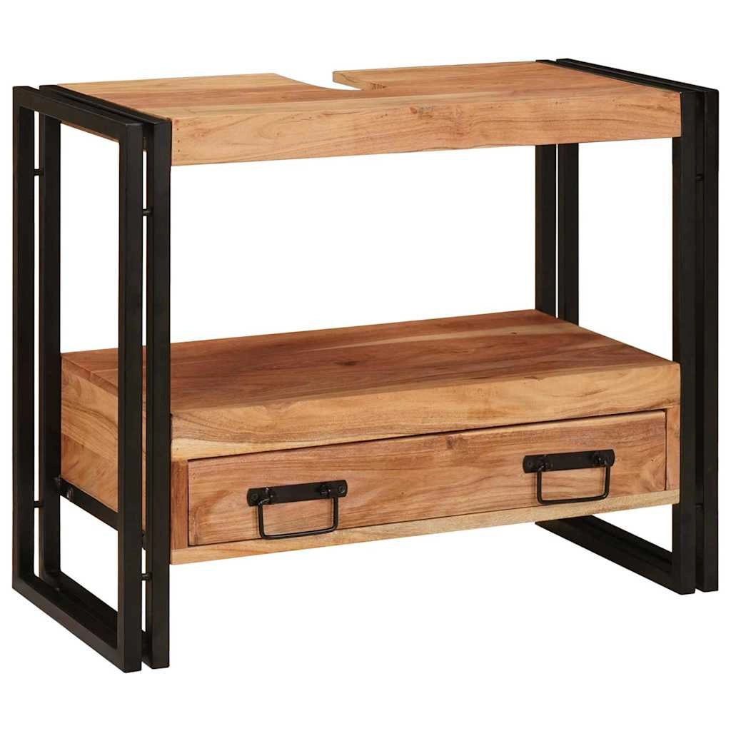 Mobiletto da toeletta moderno con cassetto 71 x 33 x 58 cm pratico ed elegante in ferro marrone 02_0058000