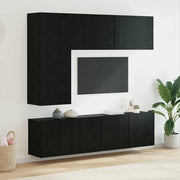 Unità TV da Parete 5 pcs Rovere Nero Legno multistrato