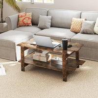 Tavolo rettangolare per cocktail da salotto, Tavolo centrale in legno con mensola di stoccaggio Nocce-Tavolini da salotto