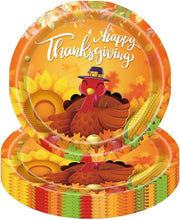 Piatti di carta 9 pollici - 16 pezzi - Decorazioni autunnali - Tavola per Thanksgiving - Arancione - Design specifico per occasioni - Piatti
