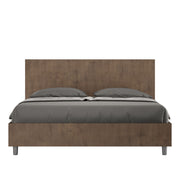 Letto Matrimoniale 160x190 cm con Rete e Contenitore Alzata Comoda Testata Dritta New Egos Noce