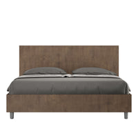 Letto Matrimoniale 160x200 cm con Rete e Contenitore Testata Dritta New Egos Noce