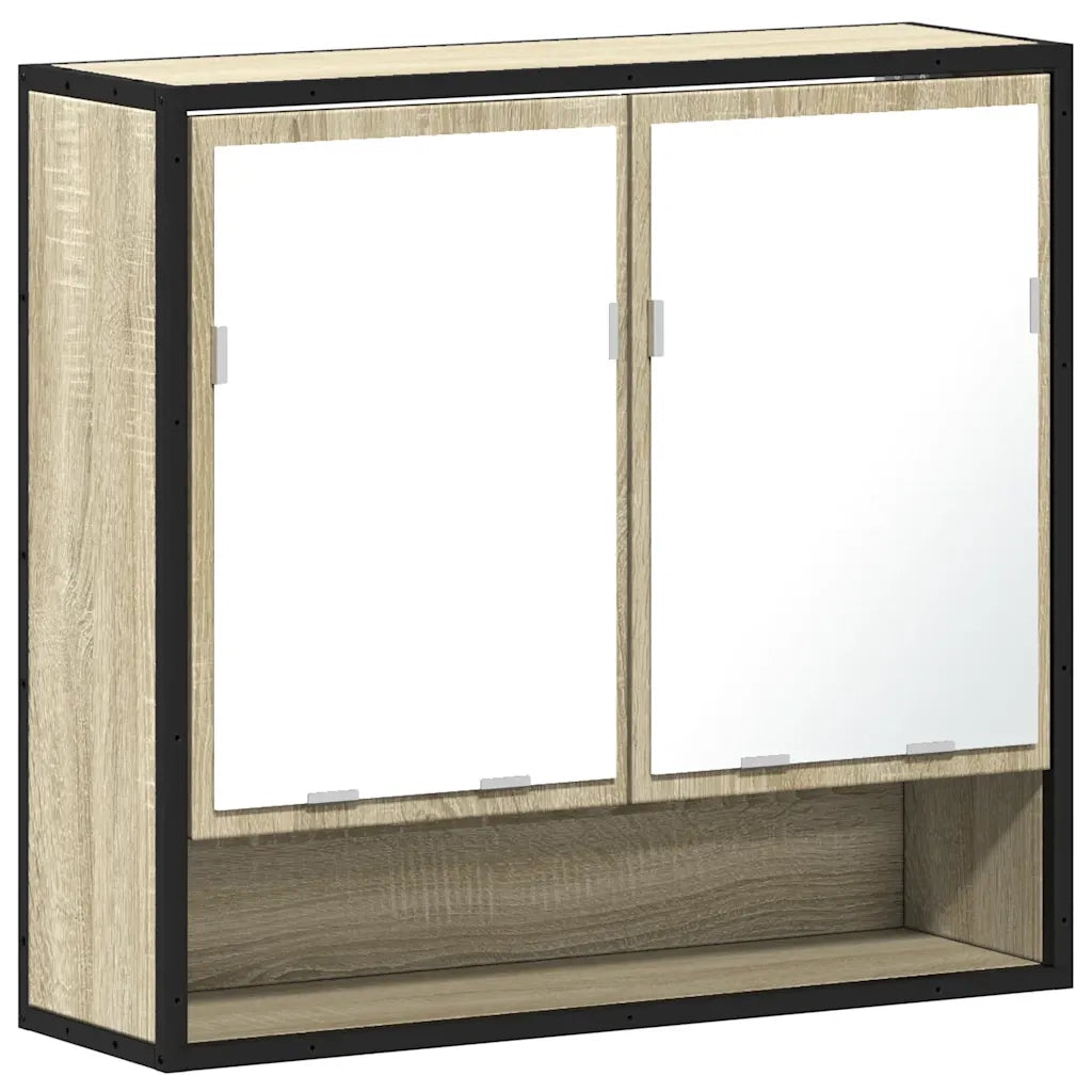 Mobiletto con specchio per bagno in rovere Sonoma 65x20x60 cm in legno ingegnerizzato 849260