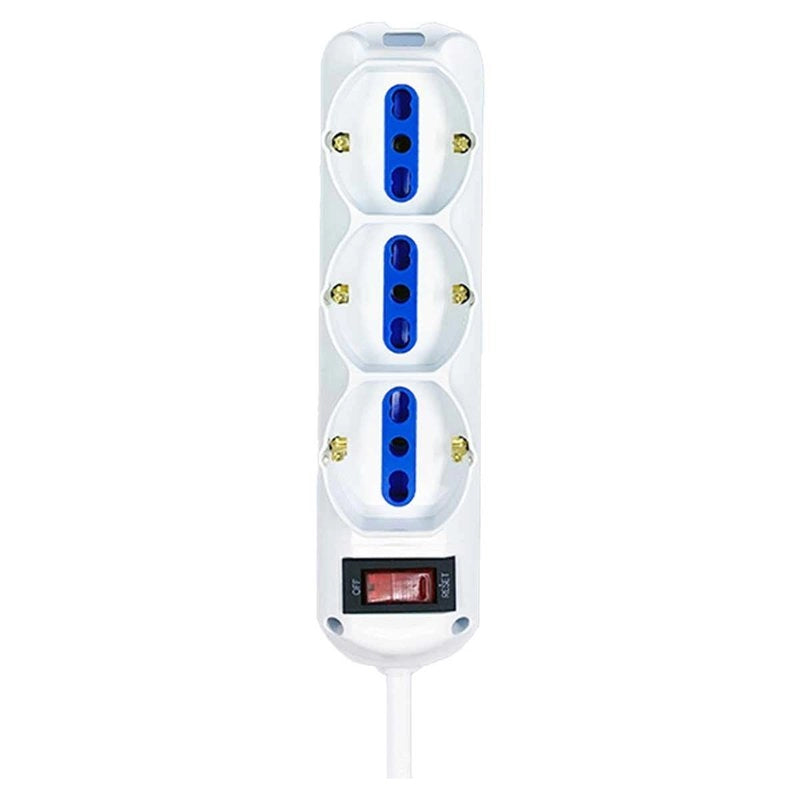 Multipresa Ciabatta Elettrica a 9 Posti 6 Prese 10A/16A + 3 Presa 10A/16A Bipasso Schuko con Interruttore e Spina 10A Cavo 1.5m Bianco