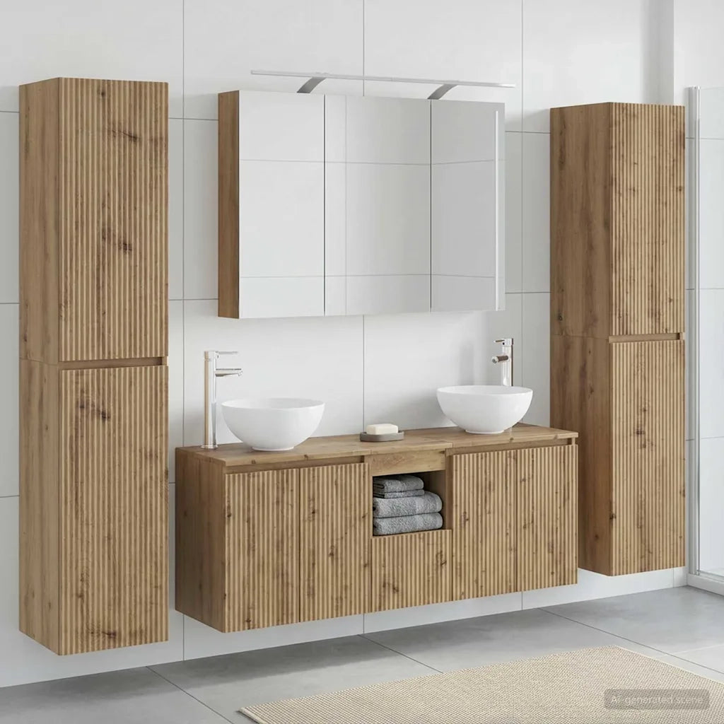 Set di mobili per il bagno 6 pcs Rovere Artigianale 3407214