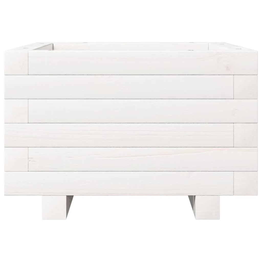 Fioriera rialzata per piante e fiori terrazza giardino 40 x 40 x 26,5 cm legno di pino massiccio bianco 02_0037529