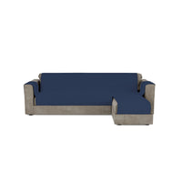 Copridivano Trapuntato con Penisola Destra Seduta 240 cm in Microfibra Blu Scuro