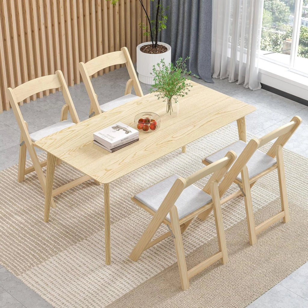 2 sedie pieghevoli in legno, con seduta imbottita, salvaspazio, per casa, ufficio e feste, 44 x 47 x 77 cm, portata fino a 160 kg