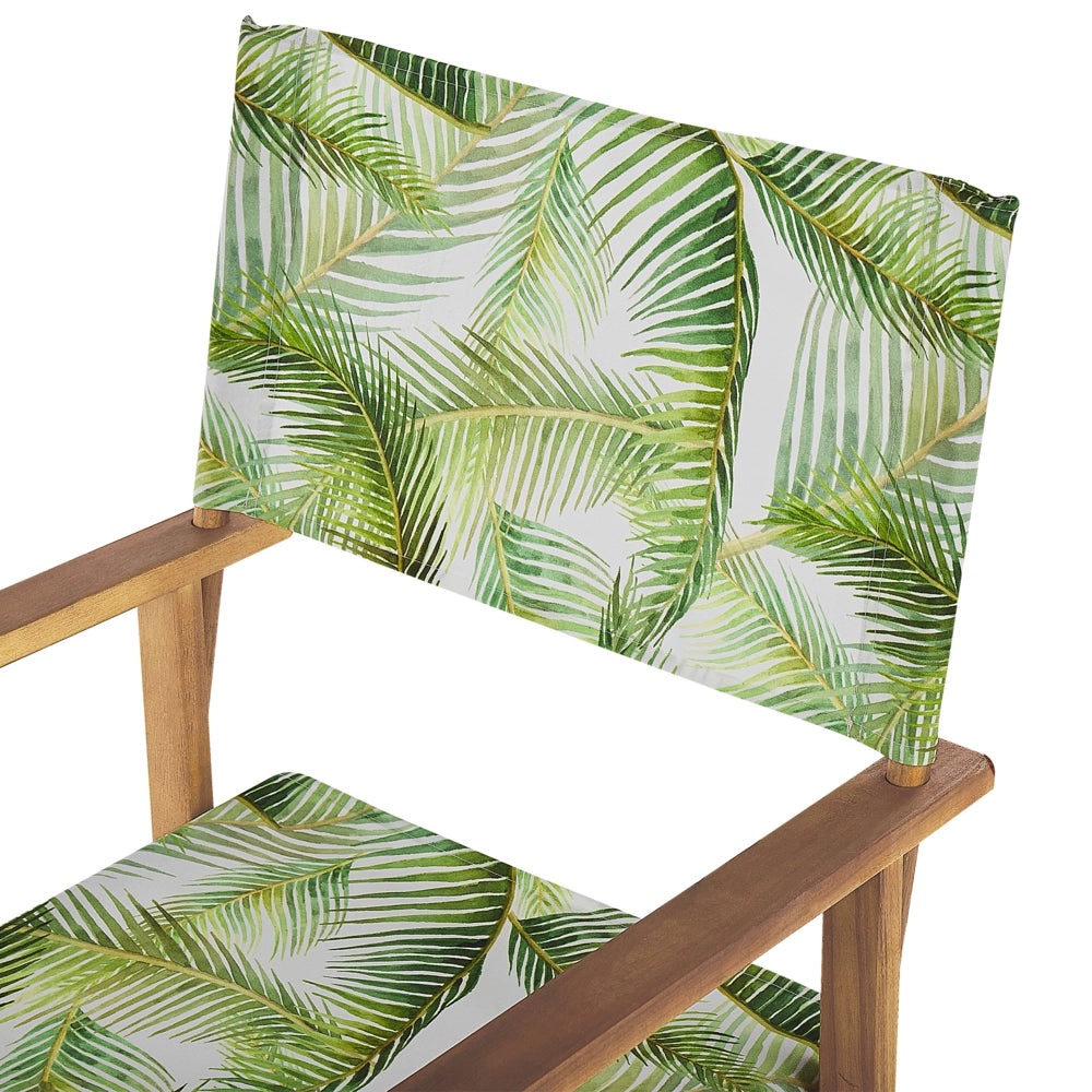 Set di 2 sedie da regista da giardino in legno chiaro con tessuto sostitutivo a foglia di acacia bianco sporco con 2 Tele intercambiabili