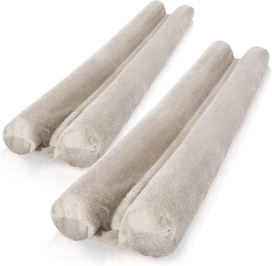 Due adesivi a microfibra per sigillatura porte con doppia sigillatura - protezione contro la corrente d'aria e il rumore - colore taupe