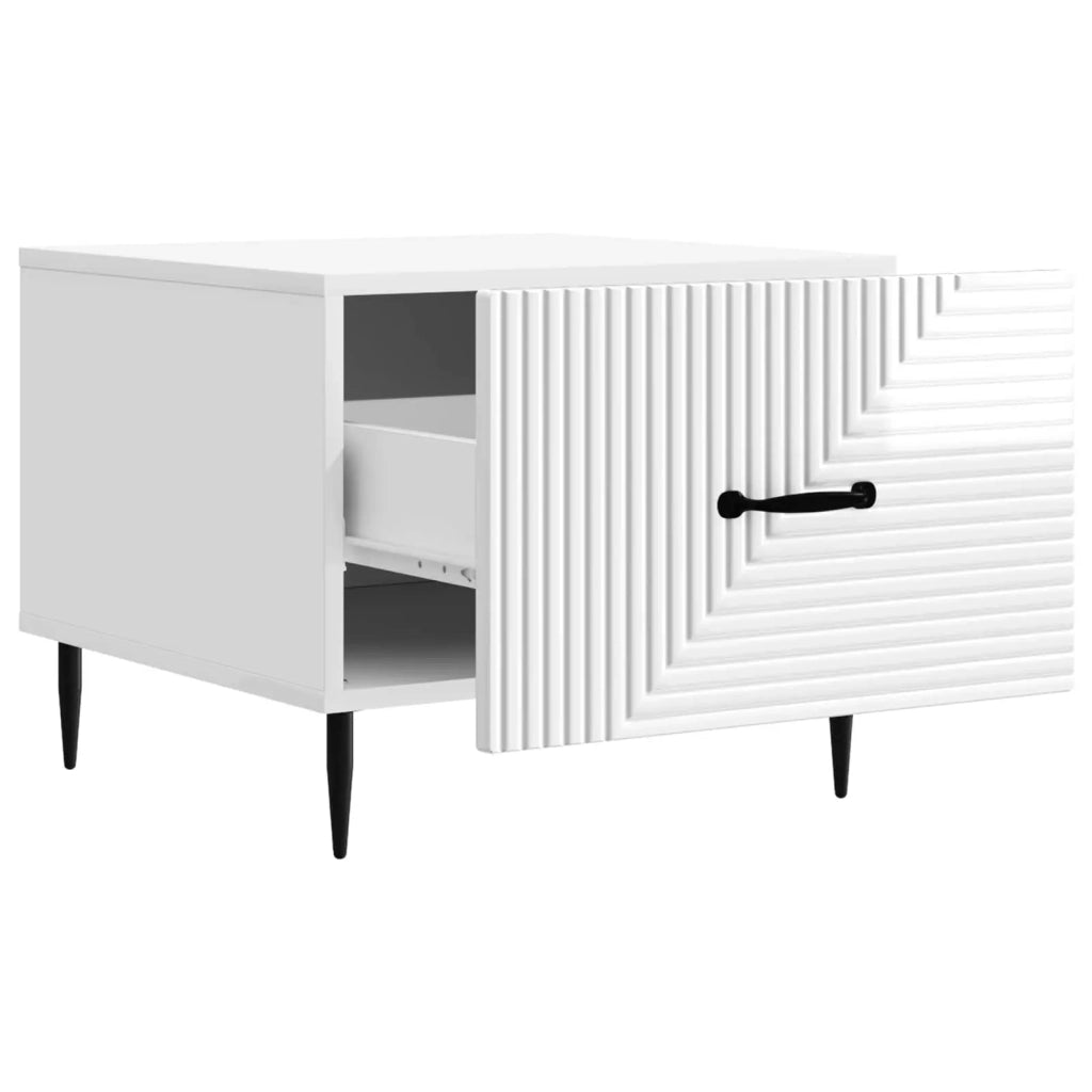 Tavolino da salotto | Tavolino da caff¨¨ | Tavolino da Soggiorno con cassetto Bianco Lucido 49 x 50 x 40 cm