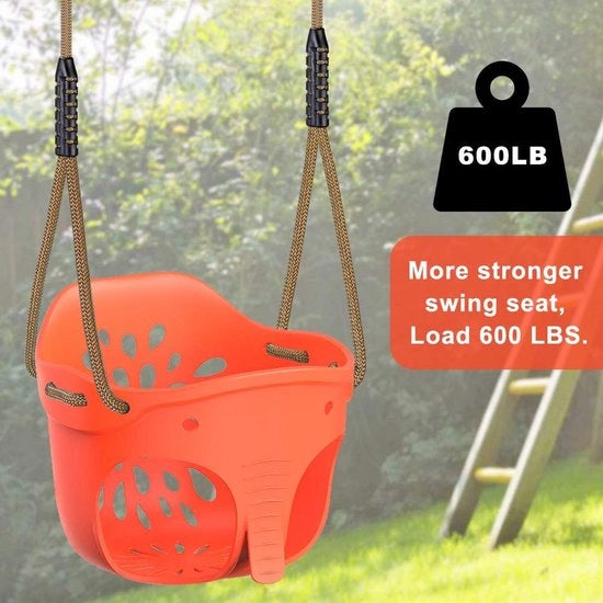 Sedia oscillante per bambini con cavo regolabile, set di oscillazione per giardino con 2 anelli di ferro.