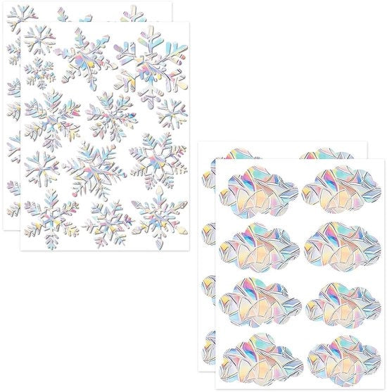 Decorazioni per Finestre - Fiocchi di Neve/Cloud - 42 Pezzi - PVC - Decorazione per Finestre - Atmosfera Festiva - Facile da Applicare