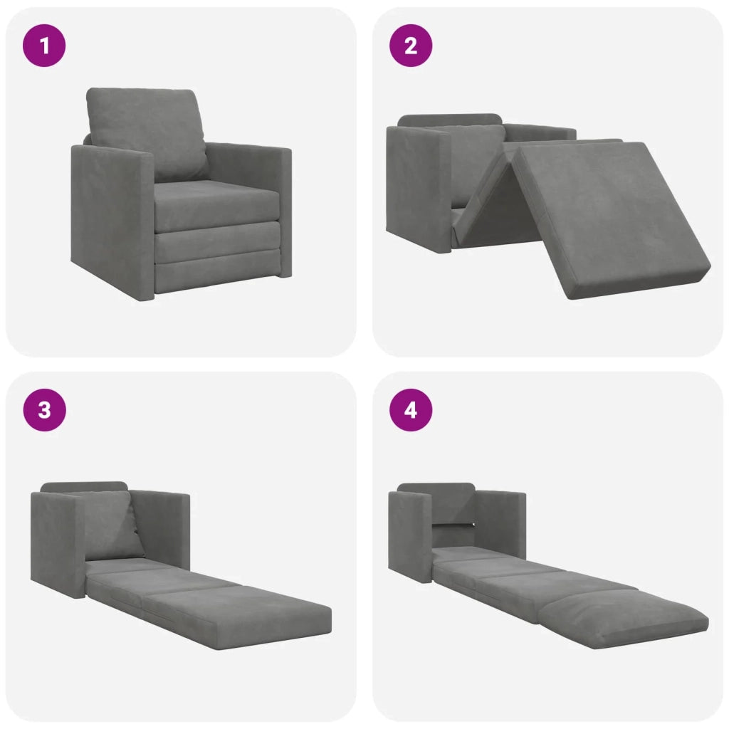 Divano letto Grigio scuro 74 x 77 x 81 cm Velluto 4106613