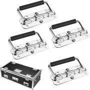 Set di 4 maniglie in acciaio inox con impugnatura in gomma isolante - Per casse acustiche, scatole per strumenti, porta.