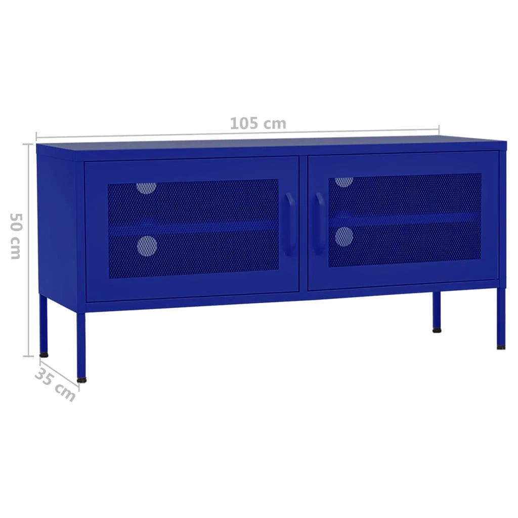 Mobile TV multimediale scaffale TV mobile TV sala da pranzo soggiorno camera da letto blu navy 105 x 35 x 50 cm acciaio blu 02_0027687