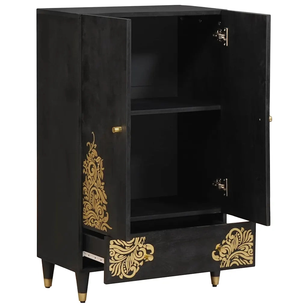 Credenza | Madia | Buffet da pranzo | Armadio da pranzo Nero 60 x 33 x 100 cm Legno di mango massello