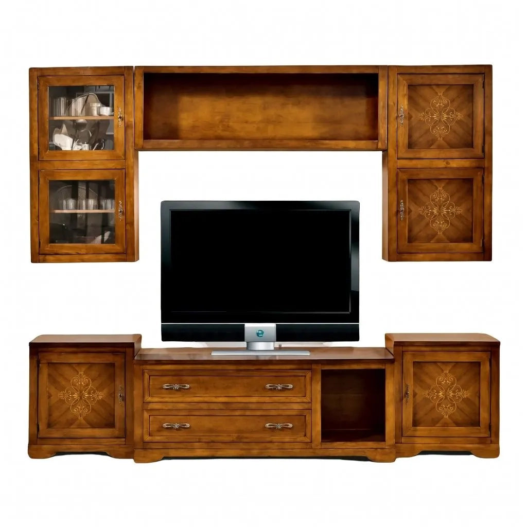 Parete attrezzata in legno finitura bassano 260x65 - Mobili 2G