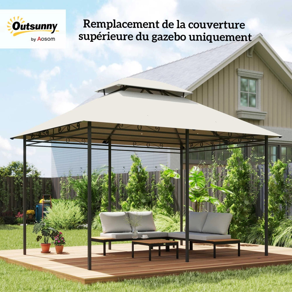 Telo per gazebo 4x3m doppio tetto drenaggio ¨C zephmum ¨C crema 180g/m2 poliestere