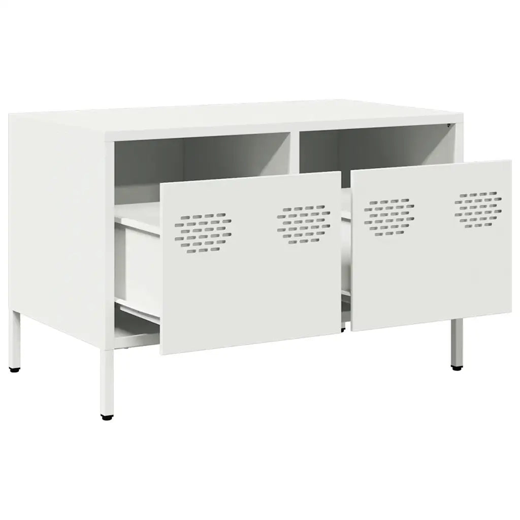 Mobile TV Bianco 68x39x43,5 cm in Acciaio Laminato a Freddo 851237
