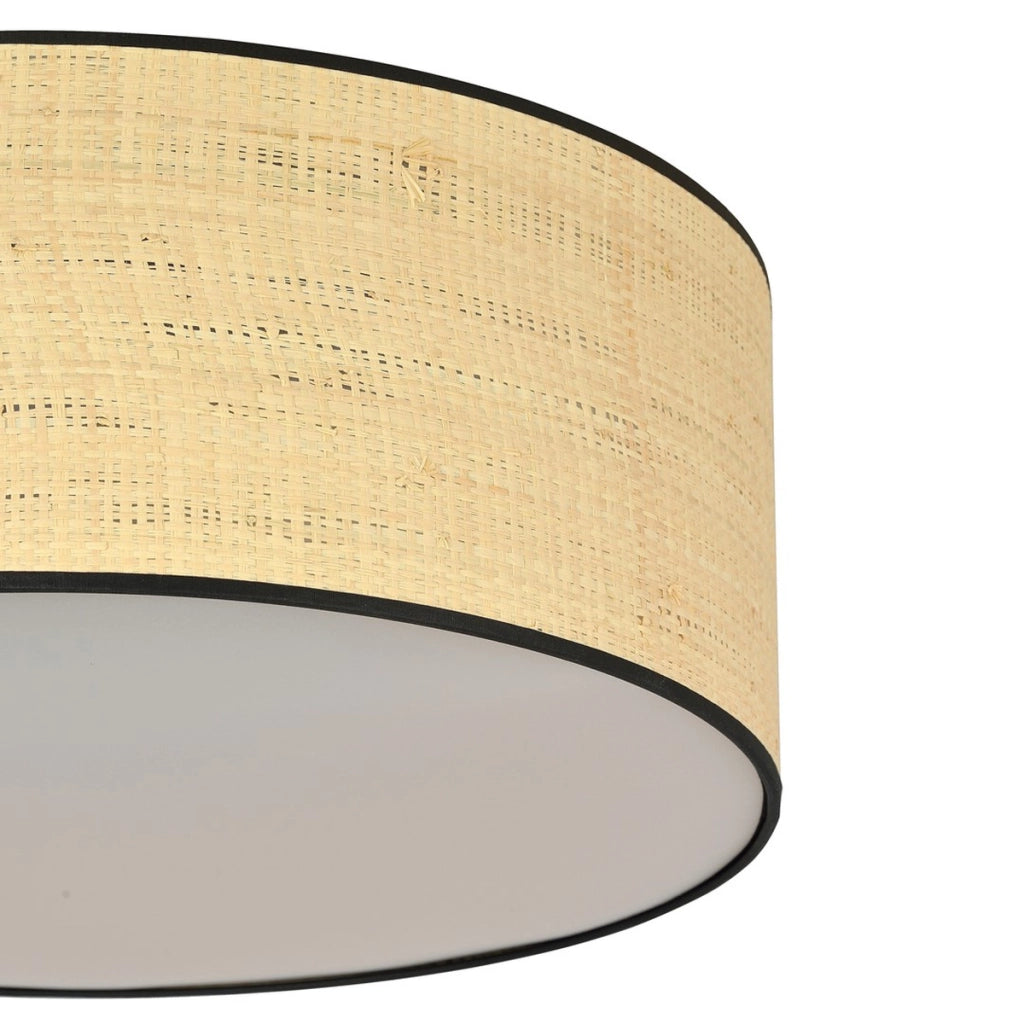 Lampada a sospensione ASTON in acciaio e rattan naturale