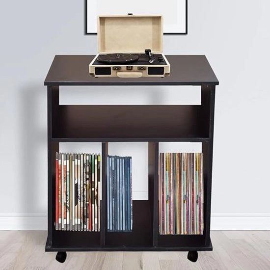 Cassettiera per Dischi – Compartimento per Dischi – Ripiano per Dischi - vinile - Dischi - Sistema di Riposo - 40x60x70 Cm - Moka