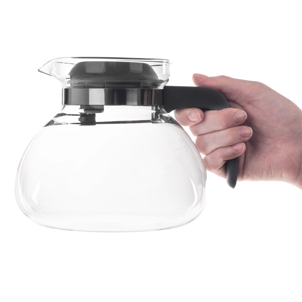 KADAX Brocca in vetro per tè e caffè da 1,7 l, resistente al calore, con coperchio, colore grigio.