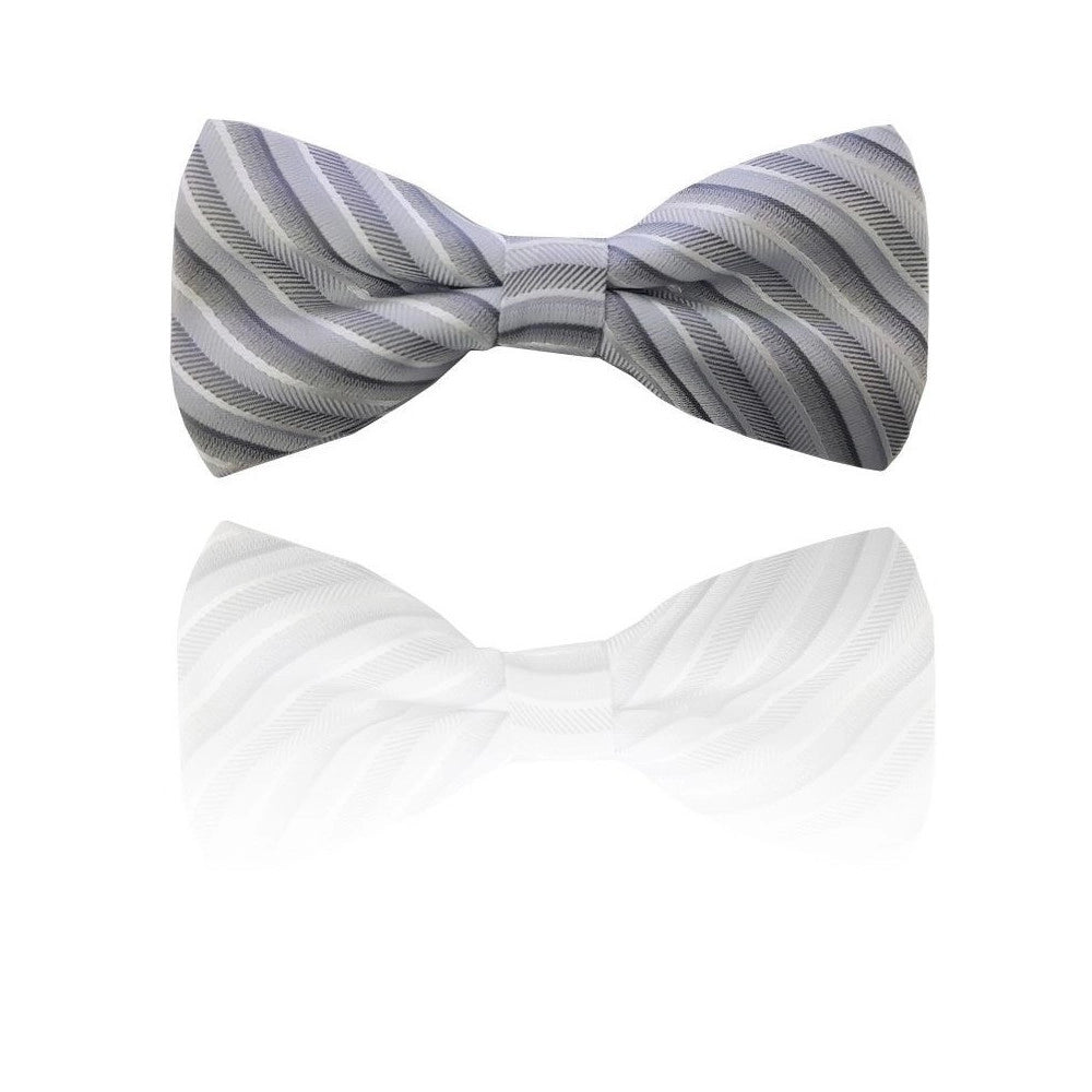 Trade Shop - Papillon Strisce Grigio Chiaro Righe Cravattino Farfallino Cravatta Frack Papion -