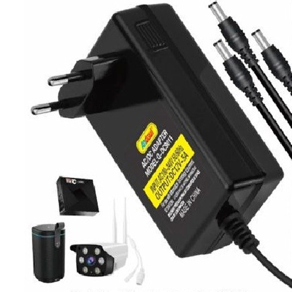Trade Shop - Adattatore Alimentazione 3in1 Ac/dc 12v 5a Alimentatore Universale Qy-9011 3 Spine -