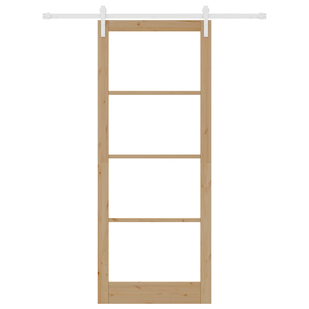 Porta Scorrevole con Set di Ferramenta 'ORKDAL'Legno Solido & Vetro