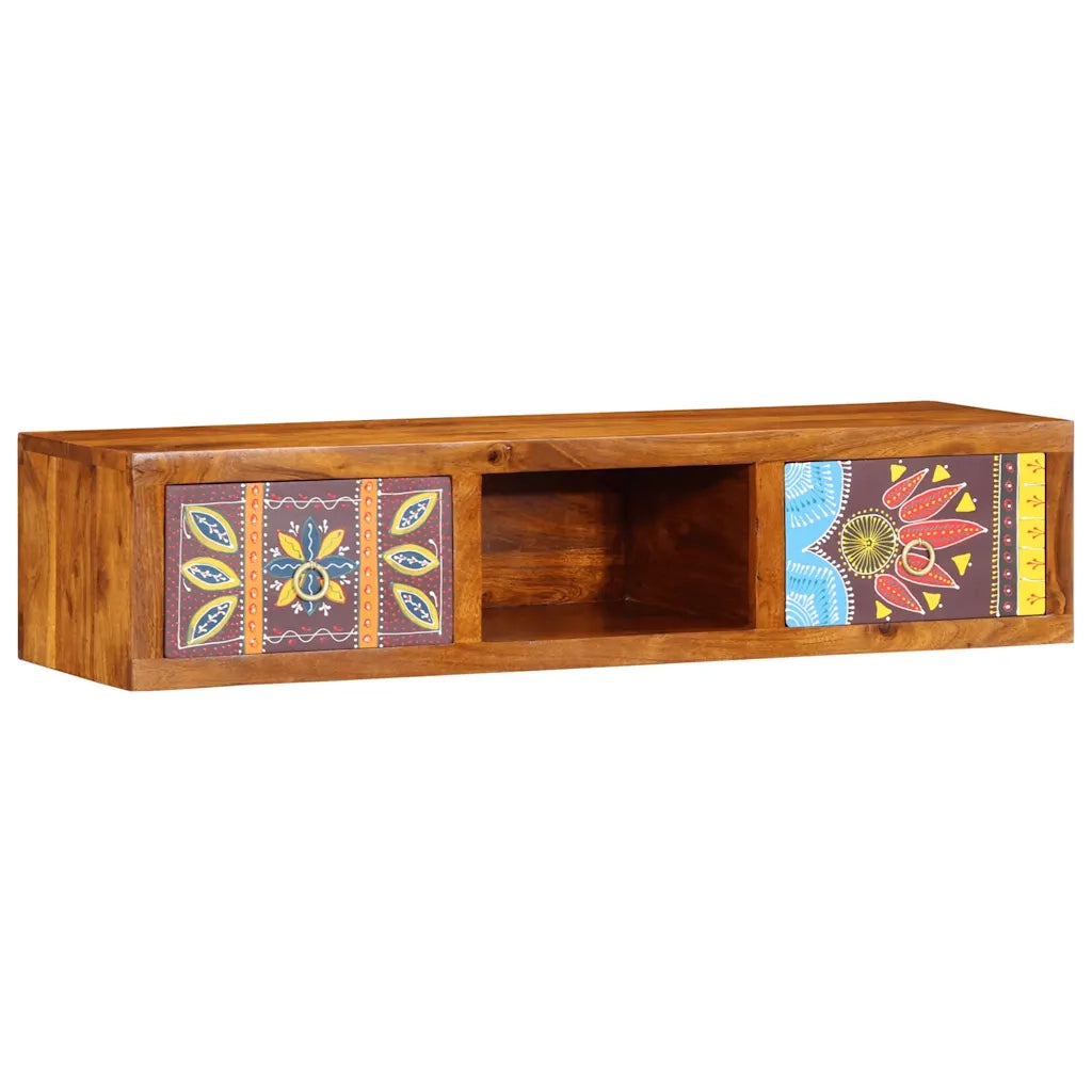 Mobile TV a Parete Multicolore 100x30x22 Legno Massello Acacia 4016506