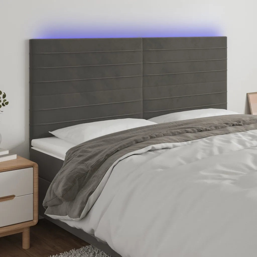 Testiera | Testata a LED GrigioScuro 180x5x118/128cm in Velluto