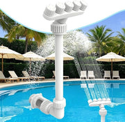 Fontana per piscina regolabile con 5 getti per piscine sopra e sottoterra, girevole 360°, con 2 adattatori, gettatore e ventilatore di acqua molto efficienti (versione migliorata 2025)