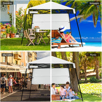 Gazebo Pieghevole da Giardino 210 x 210CM, Struttura in Acciaio, Altezza Regolabile, Gazebo da Esterno con Borsa, Ideale per Feste, Barbecue, Giardino e Spiaggia (bianco)