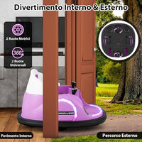 12V Autoscontro Elettrico per Bambini, Macchina Elettrica Cavalcabile con Telecomando, Luci Musica e Imbottitura Anti-collisione, Auto a Scontro per Bambini 18 Mesi + (Rosa)