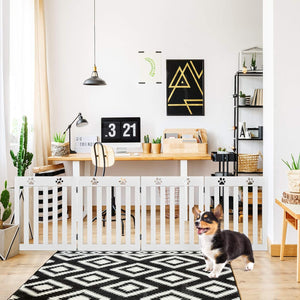 Cancelletto di Sicurezza Pieghevole, Barriera per Animali Domestici, in Legno, 4 Pannelli, 203 x 60 x 1,5 cm (Bianco)